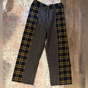 UO Harlow Mixed Plaid Trouser Pant